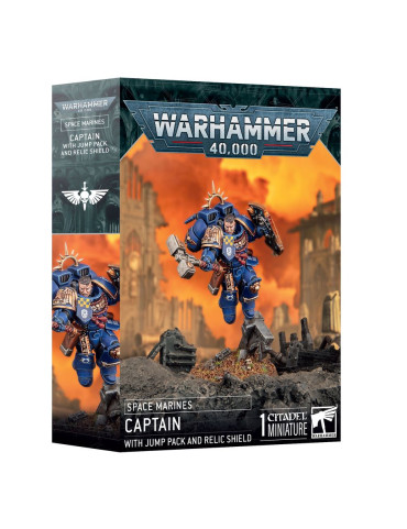 Warhammer 40,000 Space Marine Capitano con reattori dorsali e scudo reliquia