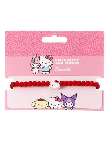 Hello Kitty Bracelet red beads with Hello Kitty Charm 21 cm - Braccialetto