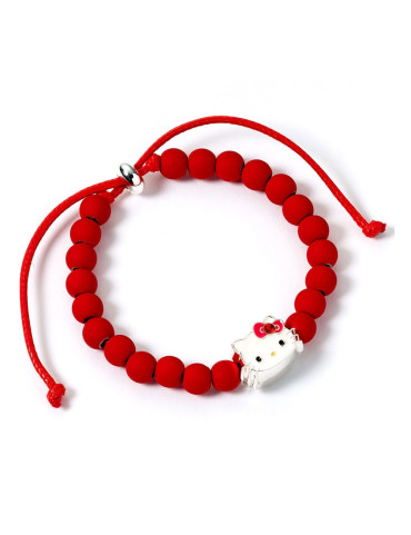 Hello Kitty Bracelet red beads with Hello Kitty Charm 21 cm - Braccialetto