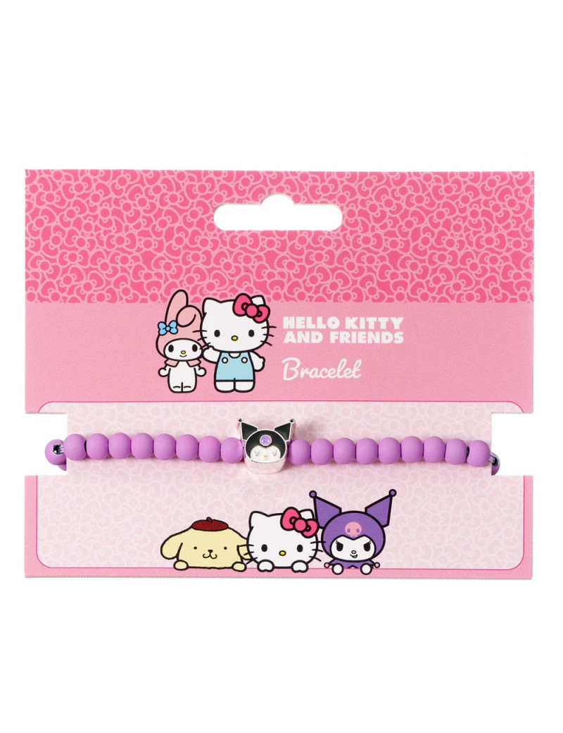 Hello Kitty Bracelet purple beads with Kuromi Charm 21 cm - Braccialetto