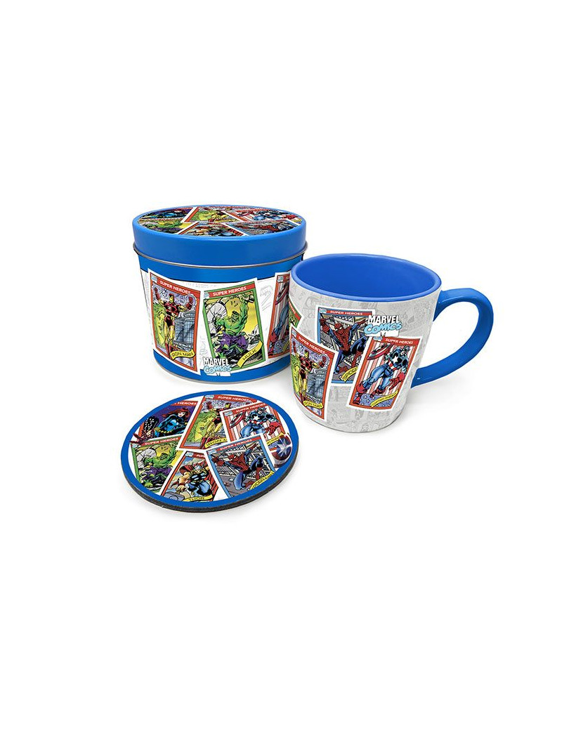 Marvel Mug with Coaster Retro Collectors Cards