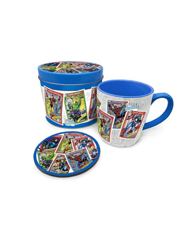 Marvel Mug with Coaster Retro Collectors Cards