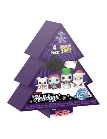 Nightmare before Christmas Pocket POP! Vinyl Figure 4-Pack Tree Holiday 4 cm