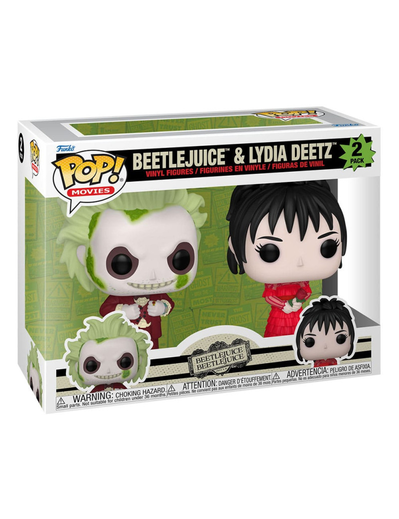 Beetlejuice 2 POP! Animation Vinyl Figures 2-Pack Beetlejuice & Lydia Deetz 9 cm - Scatola lievemente ammaccata